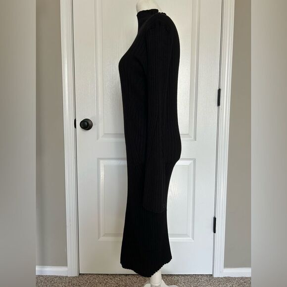 Olive & Oak Women’s Black Long Ribbed Knit Bodycon Dress Size Medium Rayon Blend - Picture 3 of 11